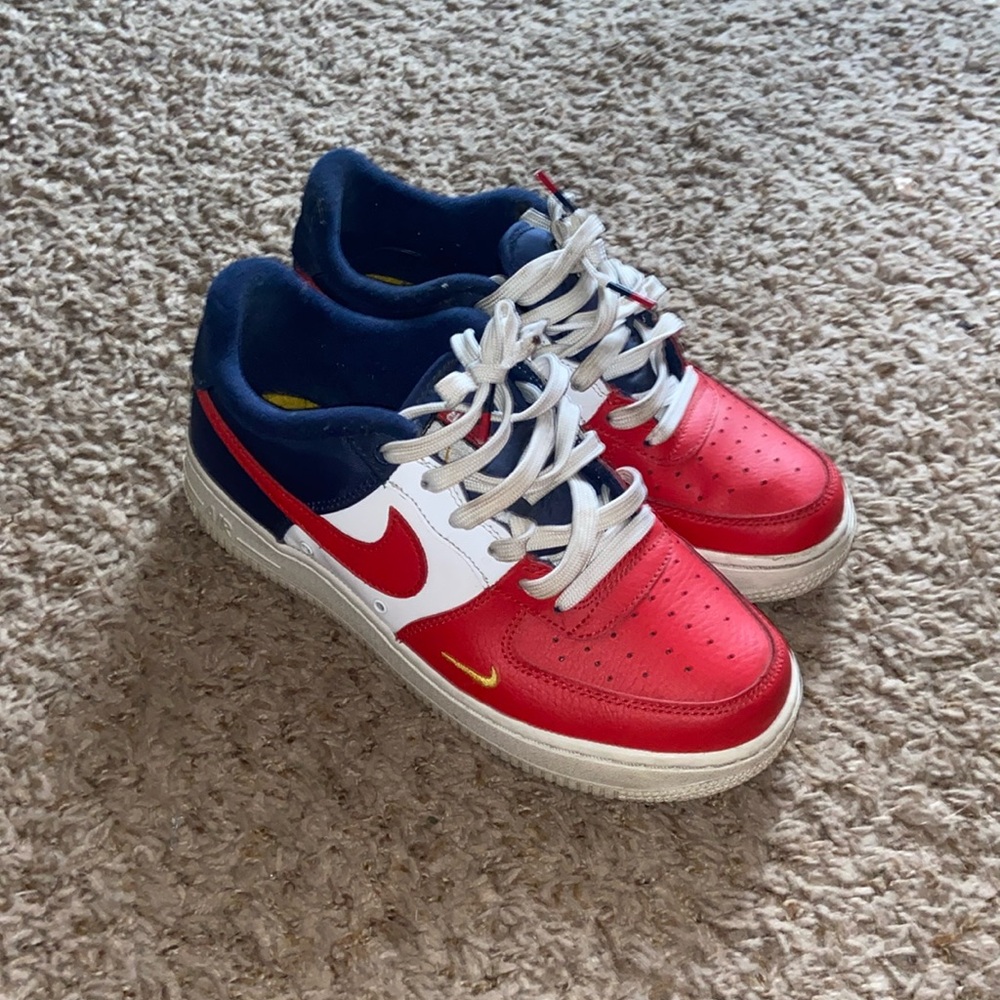 Nike Air Force 1s red, white and blue